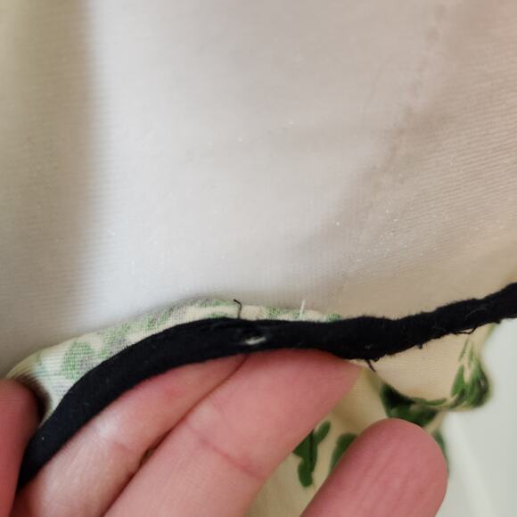 Angie Dress Sz Large Juniors Mini Collar Green Cream Floral Preppy Fairy Y2K Bow - Picture 14 of 16